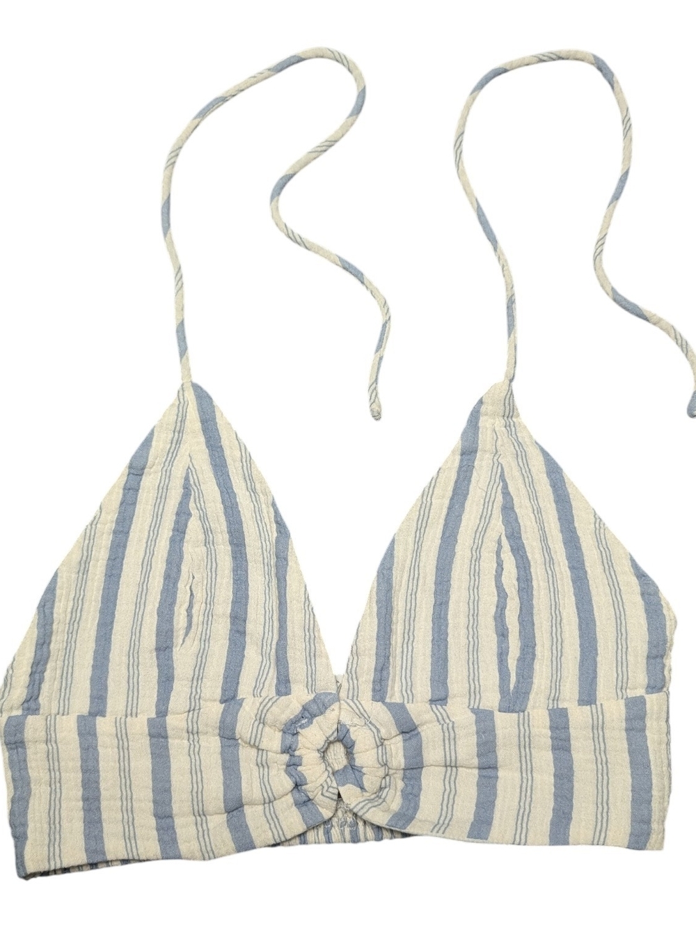 Timing Blue and Cream Smocked Top